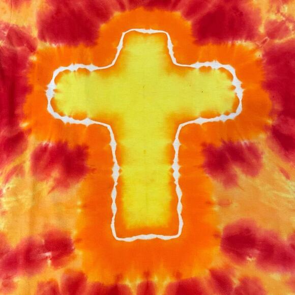 handmade tie dyed unisex tshirt L cross fire light blessed - Picture 3 of 9